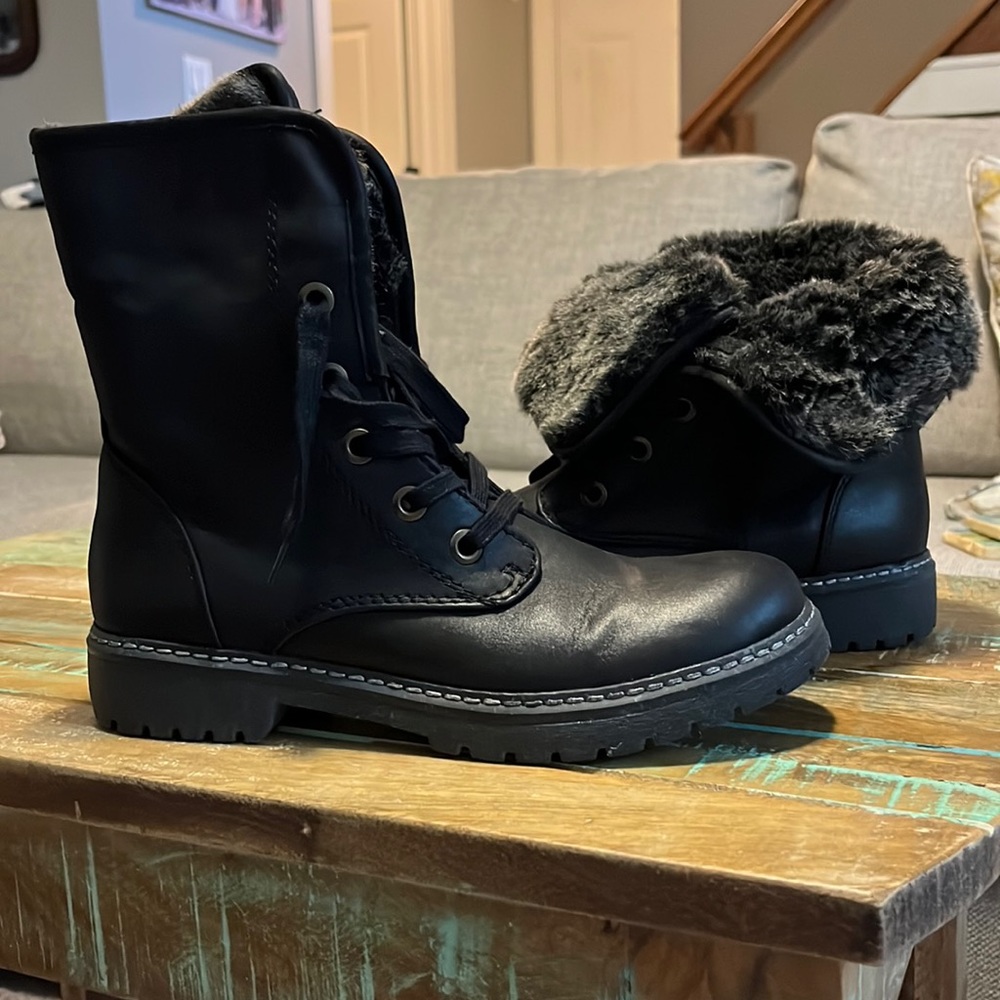 Fur lined combat boots